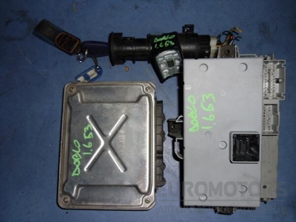 Блок управління двигуном комплект Fiat Doblo 1.6 16V 2000-2009 55195167 14112 - 2