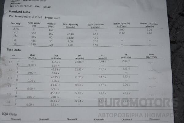 Форсунка дизель електро BMW 5 3.0td (E60/E61) 2003-2010 0445115048 81634 - 2