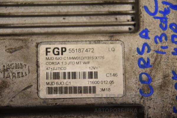 Блок управления двигателем Opel Corsa 1.3cdti (C) 2000-2006 55187472 148316 - 2