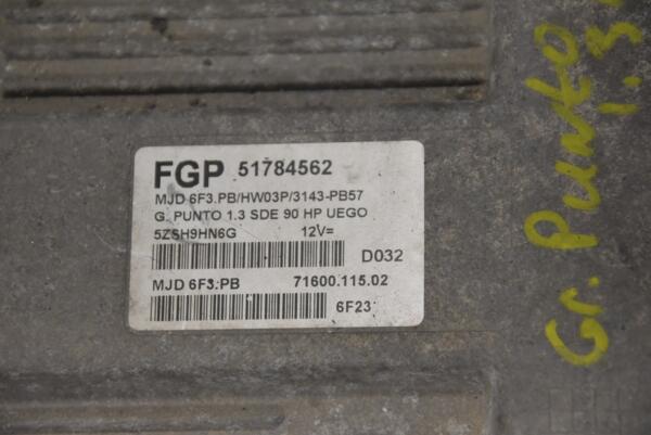 Блок керування двигуном Fiat Grande Punto 1.3MJet 2005 51784562 225776 - 2