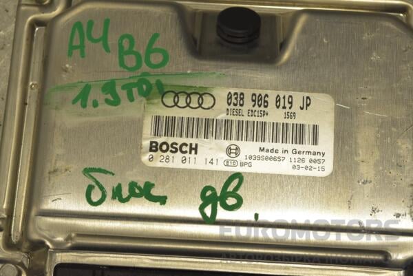 Блок управління двигуном Audi A4 1.9tdi (B6) 2000-2004 038906019JP 210643 - 2