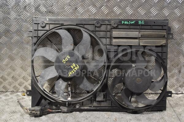Вентилятор радиатора комплект 2 секции 7 лопастей+7 лопастей с диффузором VW Passat (B6) 2005-2010 1K0121207AA 318905 - 1
