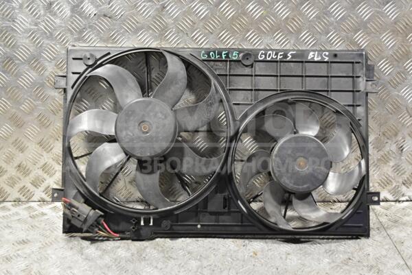 Вентилятор радиатора комплект 2 секции 7 лопастей+7 лопастей с диффузором VW Golf (V) 2003-2008 1K0121207T 319161 - 1