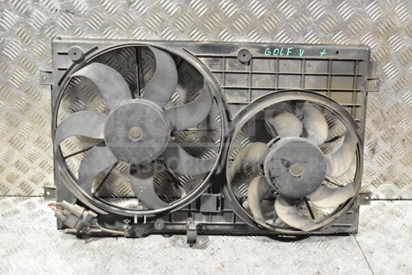 Вентилятор радіатора комплект 2 секції 7 лопатей+7 лопатей з дифузором VW Golf (V) 2003-2008 1K0121207T 319163 euromotors.com.ua