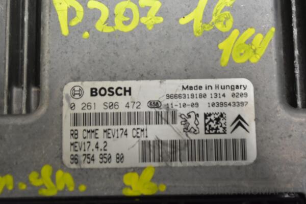 Блок управления двигателем комплект Peugeot 207 1.6 16V 2006-2013 0261S06472 339545 - 2