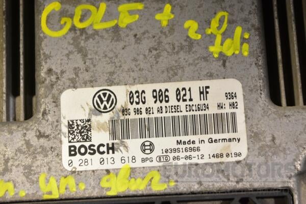 Блок управления двигателем VW Golf Plus 2.0tdi 2005-2014 03G906021HF 341379 - 2