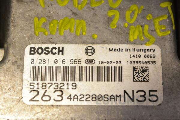 Блок управління двигуном комплект Fiat Doblo 2.0Mjet 2010 0281016966 344818 - 2
