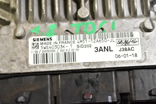 Блок керування двигуном Ford Focus 1.6tdci (II) 2004-2011 4M5112A650JL 349078 - 2