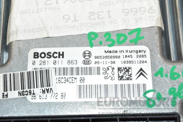 Блок управления двигателем Peugeot 307 1.6hdi 2001-2008 0281011863 376639 - 2