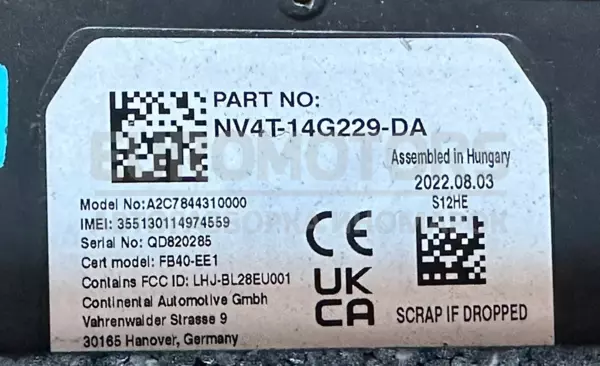 Блок управління Bluetooth Ford Kuga 2.0tdci (Ecoblue) 2019 NV4T14G229DA it-10083 Дизель - 2