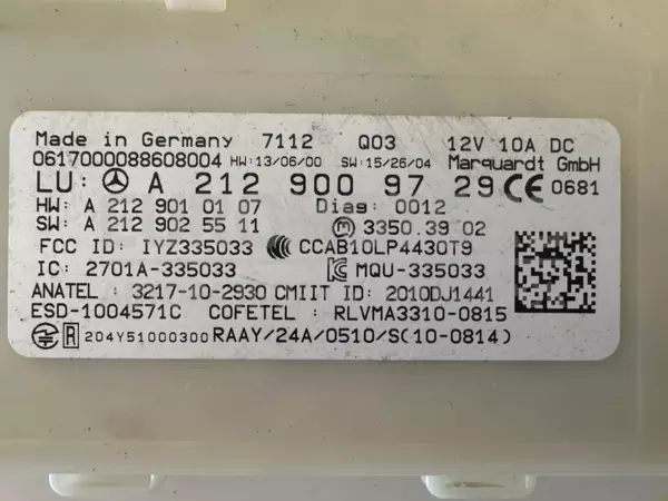 Блок управления ДЕТЕКТОР КЛЮЧЕЙ Mercedes A-class 1.5cdi (W176) 2012-2018 A2129009729 it-10461 Дизель - 2