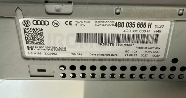 Автомобільне радіо CD+MP3/DVD/GPS Audi A6 3.0tdi (C7) 2011 4G0035666H it-11102 Дизель - 6