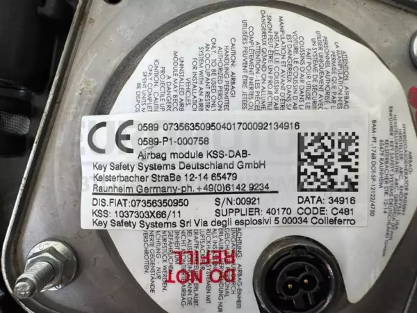 Подушка безпеки водія на рульовому колесі Fiat 500X 1368 2014 07356350950 it-12375 Бензин - 3
