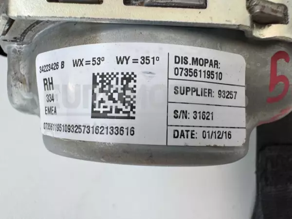 Задній правий ремінь безпеки Fiat 500X 1368 2014 34223426b it-12497 Бензин - 2