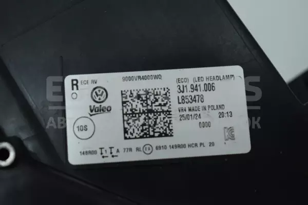 Правая фара Full LED VW Passat 2.0 TFSI (B9) 2023 3J1941006 it-13753 Бензин - 7