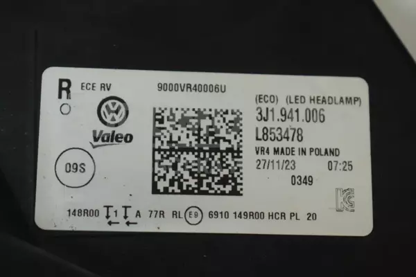 Правая фара Full LED VW Passat 2.0 TFSI (B9) 2023 3J1941006 it-13782 Бензин - 7