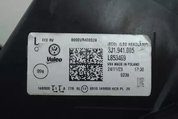 Ліва фара Full LED VW Passat 2.0 TFSI (B9) 2023 3J1941005 it-13783 Бензин - 5