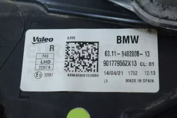 Правая фара LED BMW 1 2.0tdi (F40) 2019-2024 9482808 it-13791 Дизель - 11