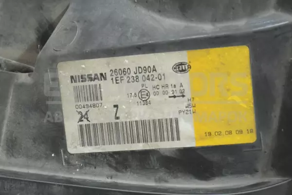 Левая фара -10 Nissan Qashqai 1.6dCi 2007-2014 26060JD90A it-14052 Дизель - 3