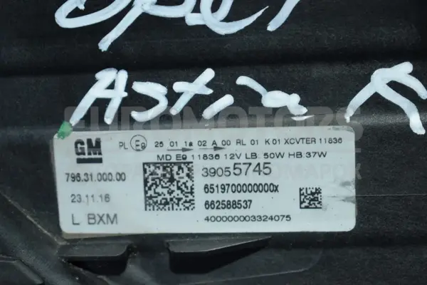 Левая фара Opel Astra 1.6cdti Bi-Turbo (K) 2015 39055745 it-14235 Дизель - 8