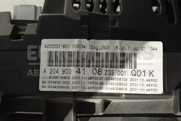 Панель приладів Mercedes C-class 2.2 CDI (W204) 2007-2015 A2049004108 it-14288 Дизель - 3