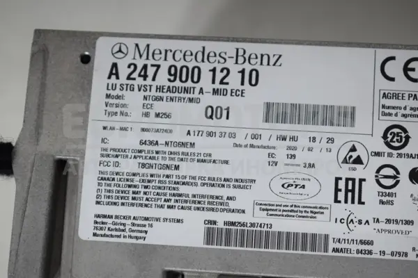 Мультимедийный блок управления радио/CD/DVD/GPS Mercedes B-class 2.0cdi (W247) 2019 A2479001210 it-15857 Дизель - 4
