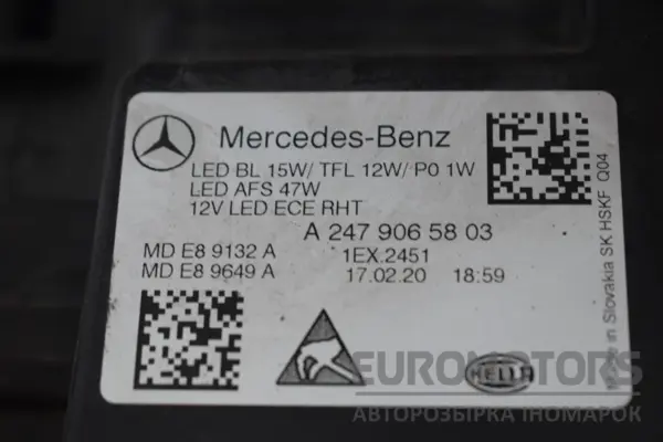 Правая светодиодная фара Mercedes B-class 2.0cdi (W247) 2019 A2479065803 it-15946 Дизель - 5