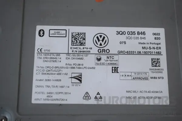 Блок управления автомобильной магнитолой CD/DVD/GPS/навигатором VW Passat 2.0 TDI (B8) 2015 3Q0035846 it-16286 Дизель - 2