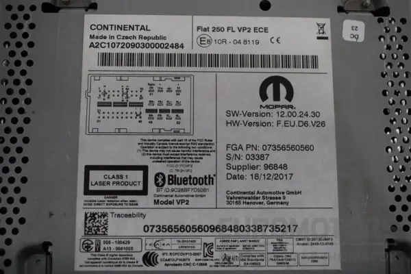 Мультимедийный блок управления радио/CD/DVD/GPS Fiat Ducato 2.3 MJD 2014 07356560560 it-17962 Дизель - 5